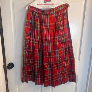 Vintage Women's Talbots Silk Skirt, 12P, Red Plaid